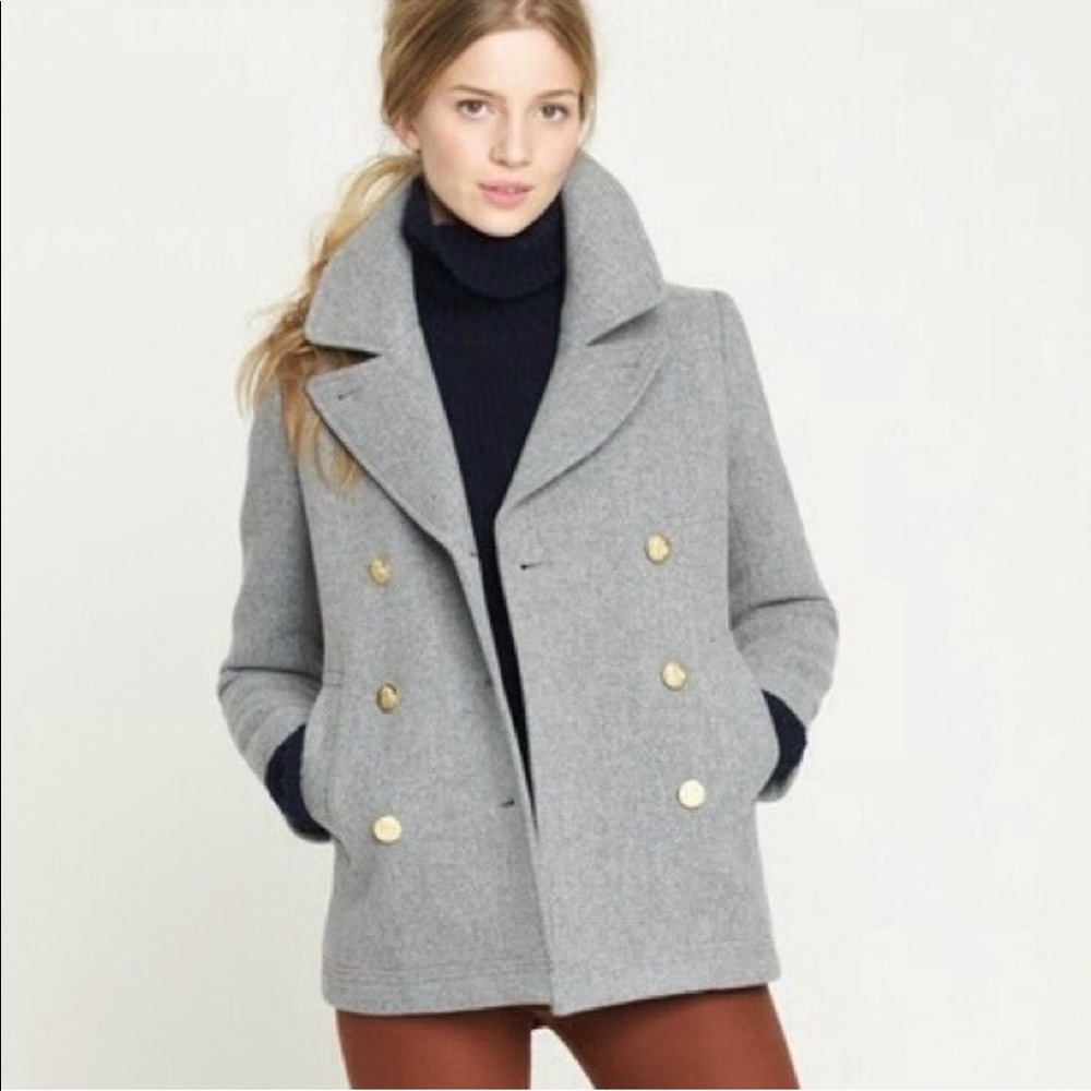 JCrew stadium cloth double breasted wool peacoat